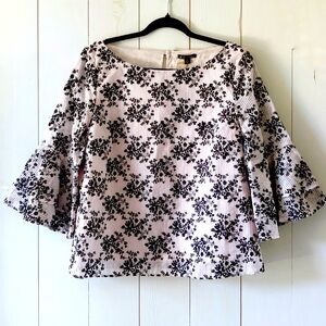 NWT Brooks Brothers Black French Lace Silk Petal Pink Blouse Size 12